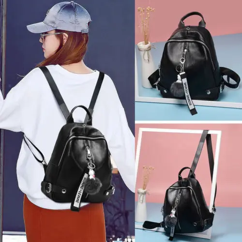 Модный женский черный рюкзак для путешествий на открытом воздухе, сумка на плечо для девочек, Женская Высококачественная сумка из искусственной кожи на молнии, Джокер, рюкзак