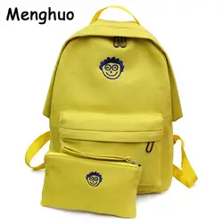 Menghuo 2 шт. Emboridery холст женский рюкзак консервативный стиль девочки школьная сумка милые женские дорожные сумки Книга сумка Mochilas Feminina