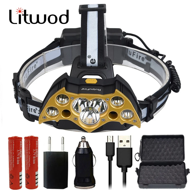 

Z20 Litwod powerful Headlight Chips 9 LEDs HeadLamp Flashlight torch Lanterna 6 Switch Model Led Head light Choose For Camping