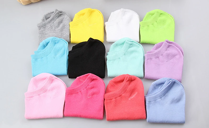 Women's Lovely Plain Cotton Socks 5 Pairs Variations 1