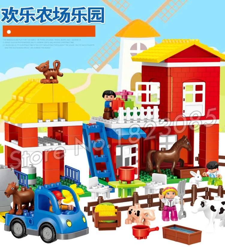 115 шт. мой первый Two Tone Town Big фермы Семья дом Животные строительство рисунок