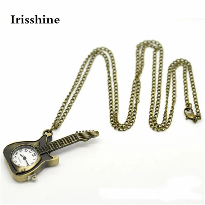 Irisshine i0856 унисекс часы пара подарок любимым Роскошные брендовые Гитары Форма карманные кварцевые часы, брелок Подвеска подарки