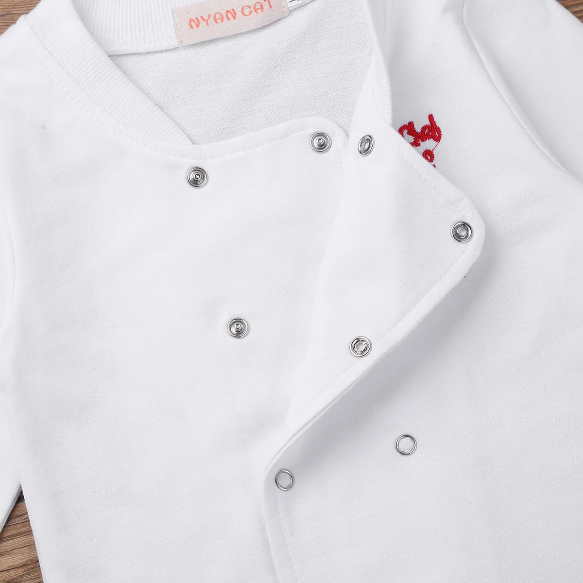 Baby Toddler Boys Girls Cook Chef Halloween Cosplay Outfits Baby Cook Chef Kitchen Uniform T-shirt Pants Hat Photography Costume 5