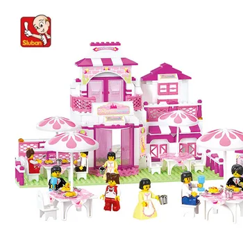 

306 piece baby play house blocks plastic Model Building Kits pink style building blocks for girls more than 6 years old N0150