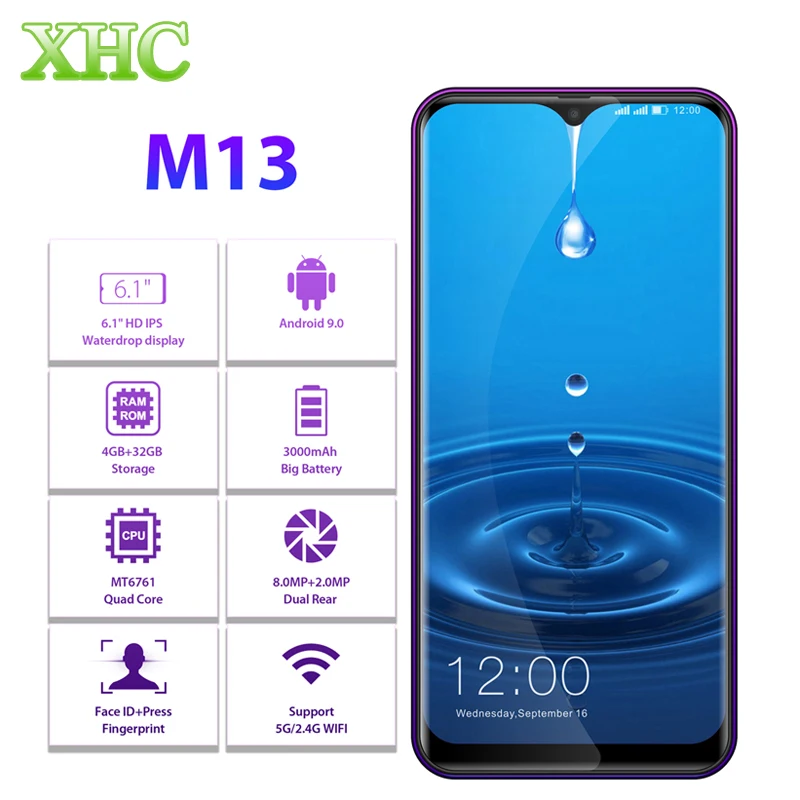 LEAGOO M13 смартфон с 6 1 дюймовым дисплеем четырёхъядерным процессором MT6761 ОЗУ 4 Гб