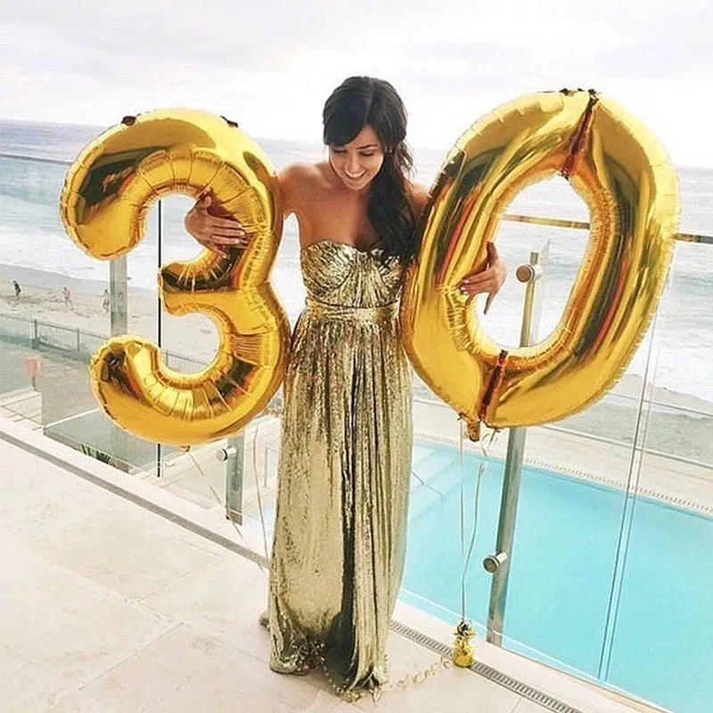 

Foil Figure Balloon 40 inch Helium Number Ballon 18 Birthday Ball Air Balloon Party Decoration Adult Kids Globos S8XN