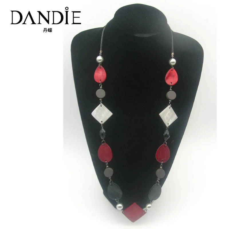 

Dandie Fashion Black Red Silver Shell Neckalac, Fit For A Woman To Wear In The Summer