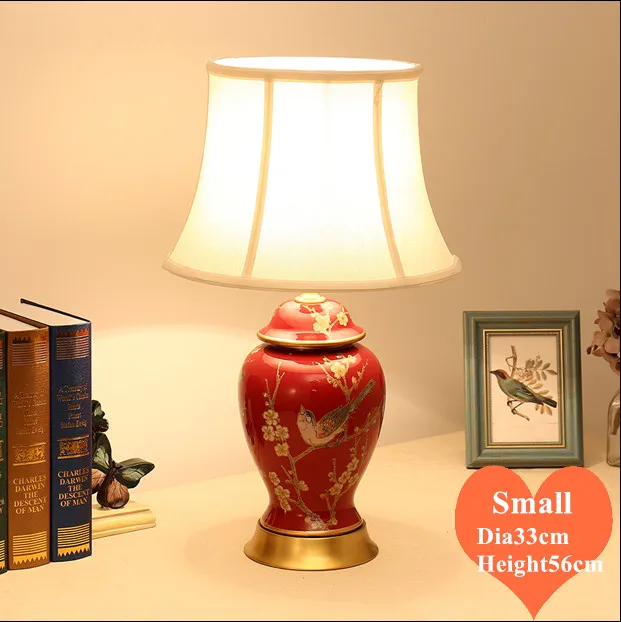 red ceramic table lamp