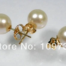 Ювелирные изделия 00656 Корона 10 мм AAA+++ белый ИДЕАЛЬНОЕ КРУГЛЫЙ ЮЖНОГО МОРЯ перламутровый комплект серьги и кулон 14KGP