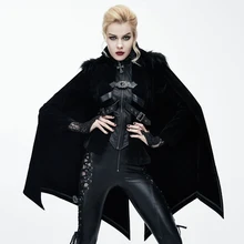 Дьявол мода стимпанк индивидуальные куртки для дам Готический Осень Зима Хэллоуин летучая мышь Стиль плащ пальто с меховой шалью