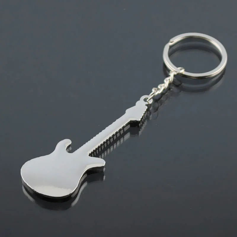 Дизайн классический брелок-Гитара Автомобильный брелок для ключей Музыкальные инструменты Серебряный кулон для мужчин и женщин подарок 17079