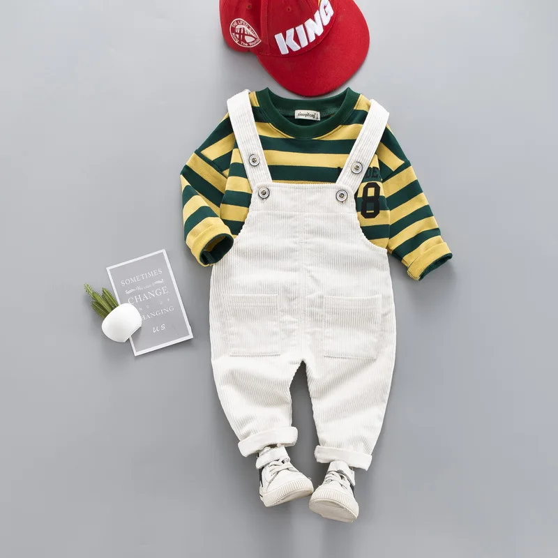 

Autumn newborn clothes sets For baby Boys fashion Cotton T-shirt pants Overalls Romper Toddler Fall wear sports suit clothing
