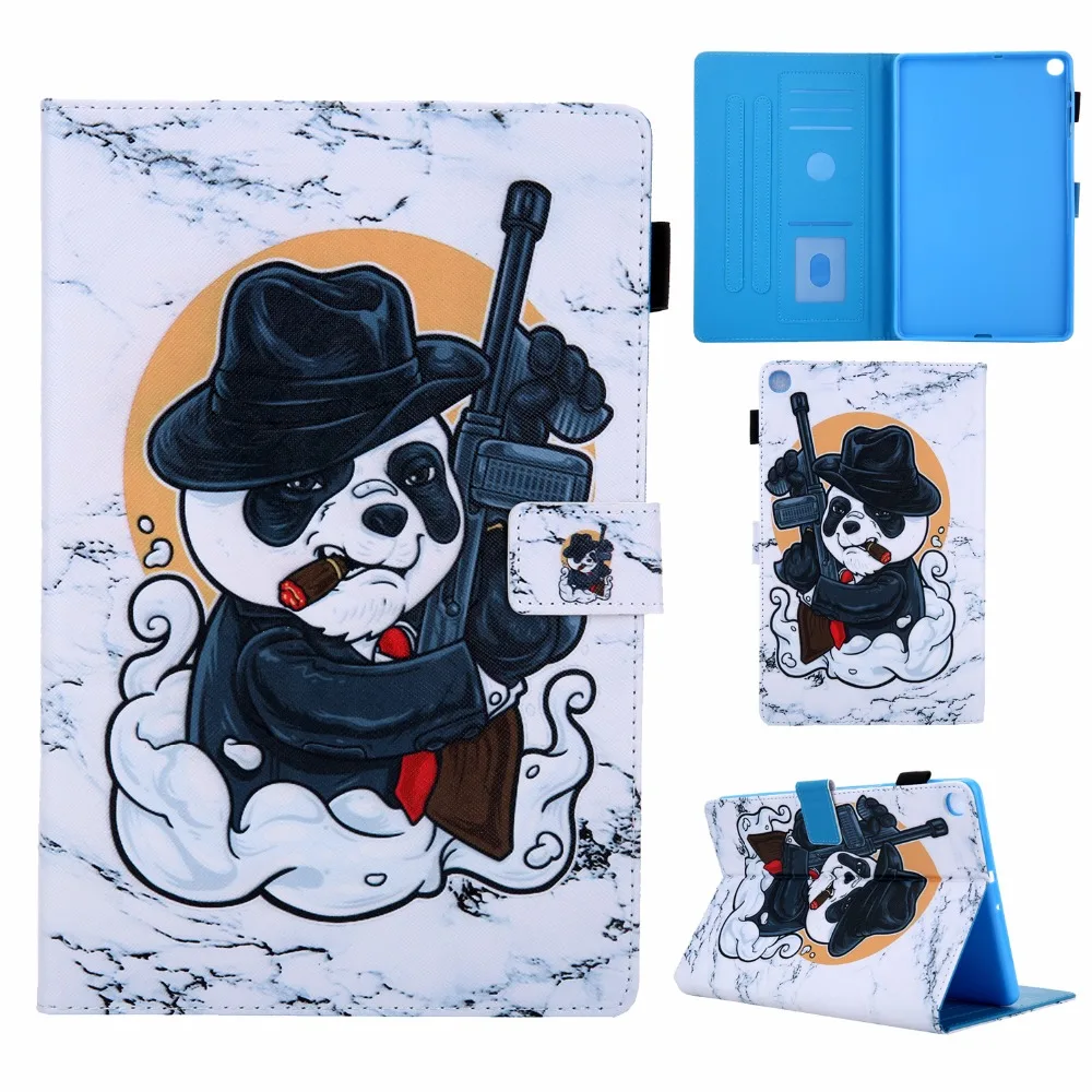 Cover Case for Samsung Galaxy Tab A 10.1 SM-T510 SM-T515 T510 T515 Painted Cat Stand Soft Shockproof Tablet Shell+Film+Pen