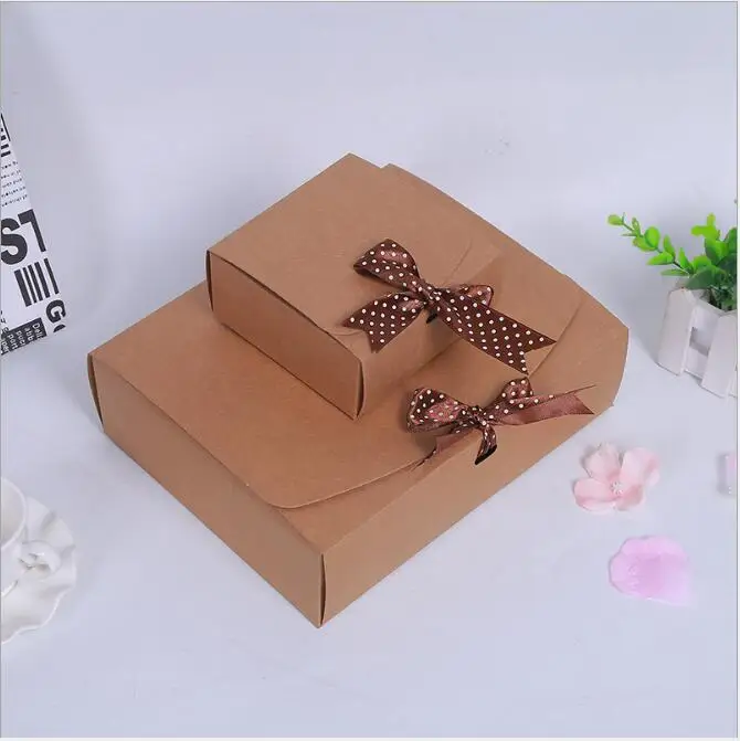3 размера большая картонная подарочная коробка+ Лента Упаковочная бумажная коробка для свадьбы, крафт прямоугольная Подарочная бумажная коробка упаковка для подарка