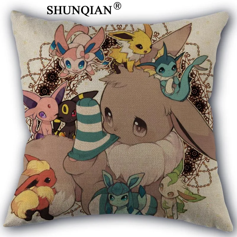 Custom Pillowcase eevee High Quality Home textile Cotton Linen One Side