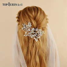 TOPQUEEN HP78 Свадебные украшения для волос, аксессуары для волос с бриллиантами и кристаллами, серебряные украшения для волос невесты, головной убор