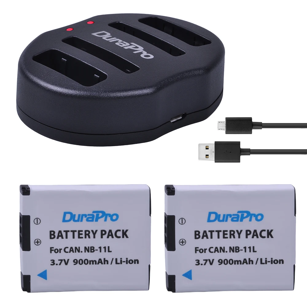 DuraPro 2 шт. 900 мАч NB-11L NB11L NB 11L Аккумулятор для камеры + USB двойное зарядное устройство