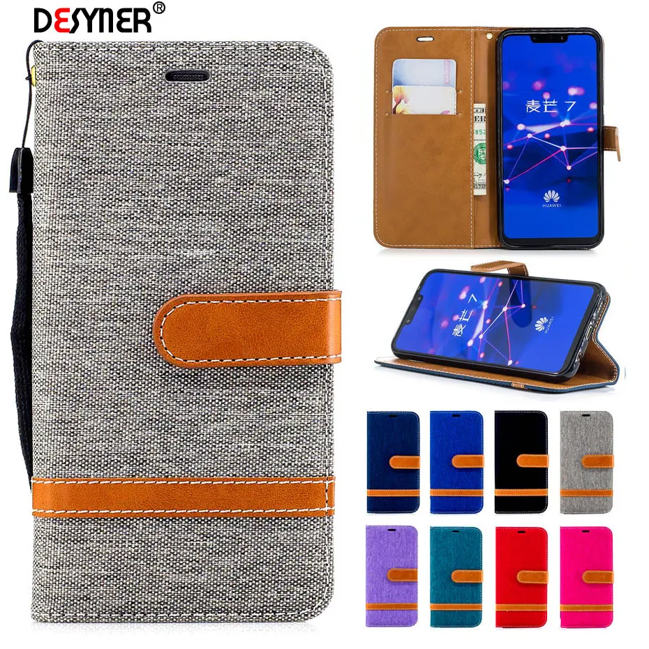 

Desyner Case For huawei MATE 20 LITE Leather Flip Wallet Case For huawei MATE 20 LITE Case Denim Mixed Colors Phone Cases