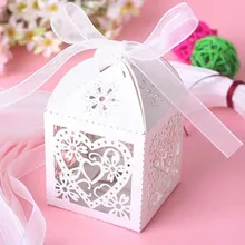 Вырезанные лазером бабочки и цветок сувенир для свадебной вечеринки коробка в перламутровых конфетных коробках, вечерние подарки(лента нужно резать самостоятельно