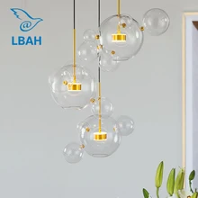 Nordic simple bubble lamp creative elements post-modern LED bedroom living room dining room glass chandelier nordic post modern minimalist transparent glass chandeliers dining room living room bar creative art chandelier free shipping