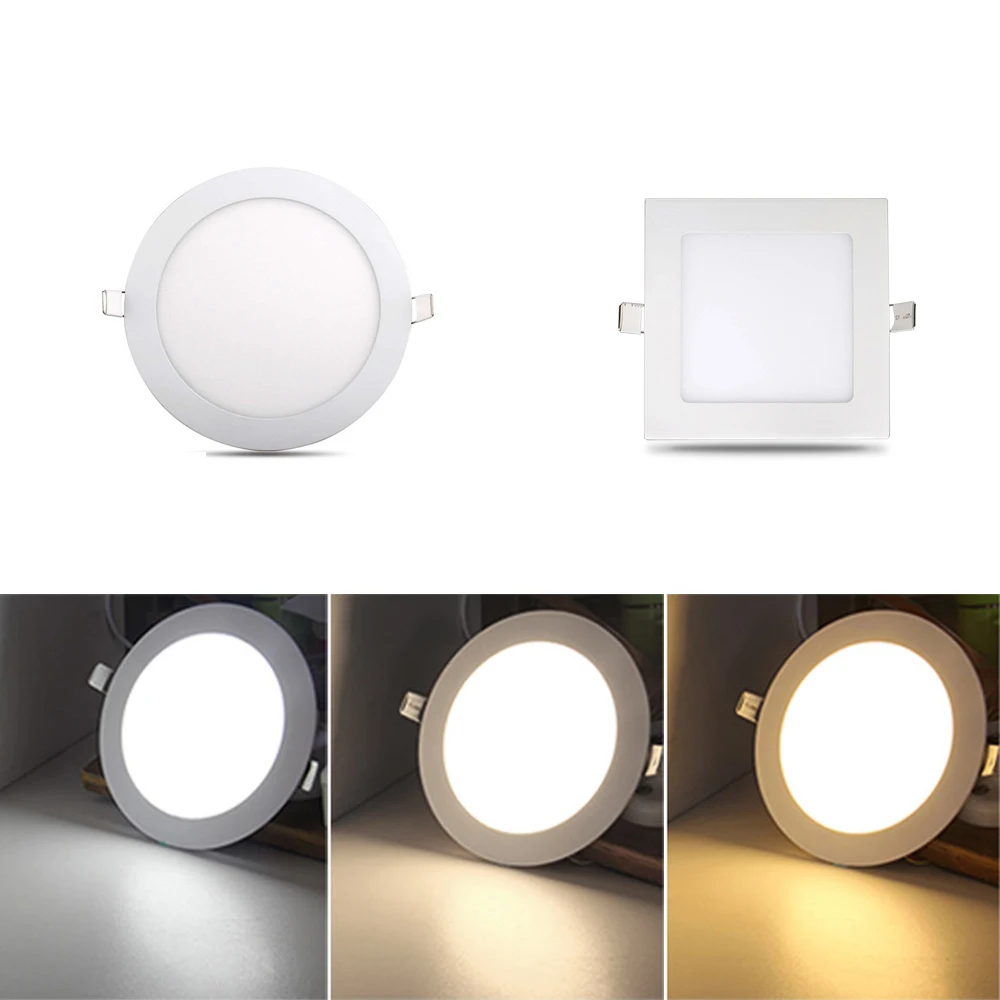 

5pcs/lot Ultra Thin LED Panel Downlight Round/Square LED Ceiling Recessed Lights AC85-260V Power Supply Included Foyer lighting