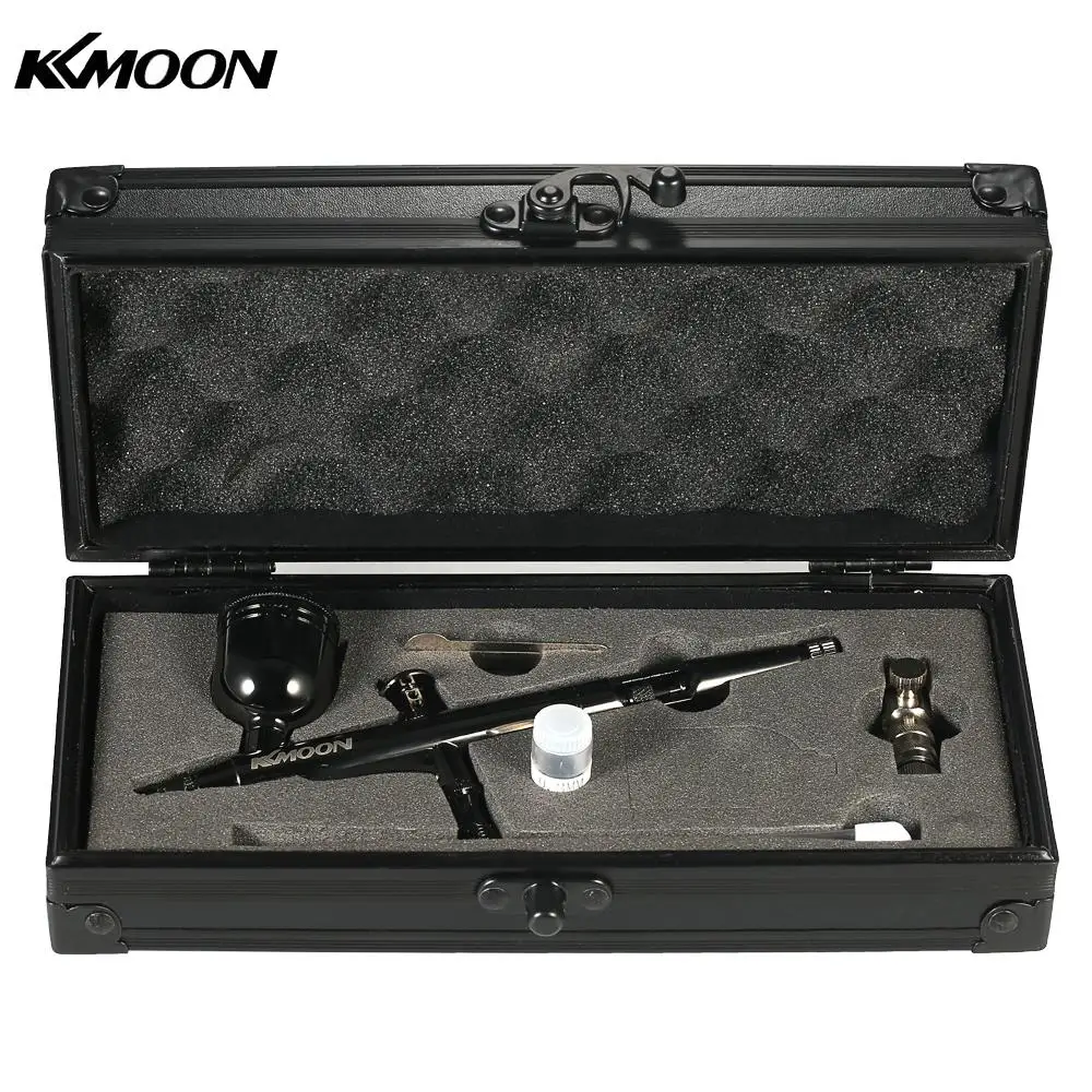 

KKmoon Gravity Feed Dual-Action Airbrush Kit Set 0.3mm 8cc Trigger Spray Gun for Art Craft Paint Spraying Hobby Model Painting