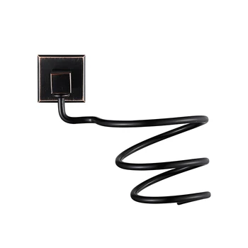 

Contemporary Black Brushed Copper Hair Dryer Holder European Solid Brass Minimalist Bathroom Shelf Bathroom Hardware Set Dk39