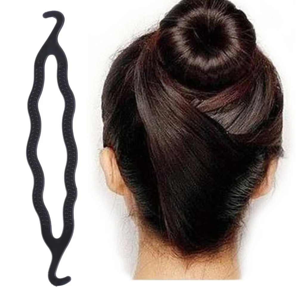 2PC New Fashion Women Magic Braiders Hair Twist Styling Clip Stick Bun Maker Braid Tool Black
