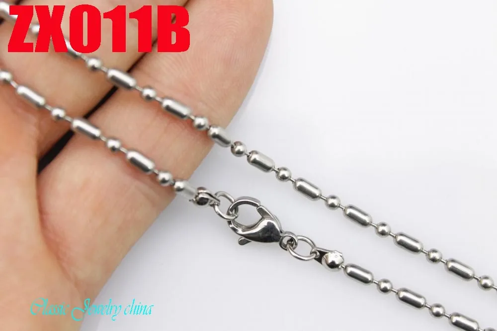 Buy Lobster clasp stainless steel beads necklace 2.4mm