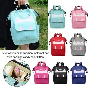 

Cute Cat Print Mommy Travel Backpacks Large Capacity Nylon Maternity Nappy Top-handle Bags Baby Care Nursing Diaper Packs
