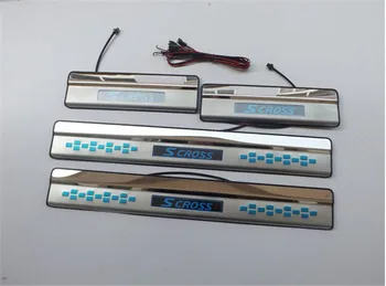 

For Suzuki S-CROSS 2014-2017 Stainless Steel Led Door Sill Strip Welcome Pedal Auto Car Styling Stickers Accessories 4pcs