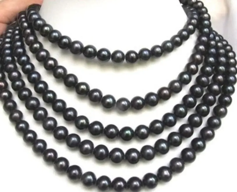 

FREE SHIPPINGAAA PERFECT 9-10mm BLACK SOUTH SEA PEARL NECKLACE 85" AAA