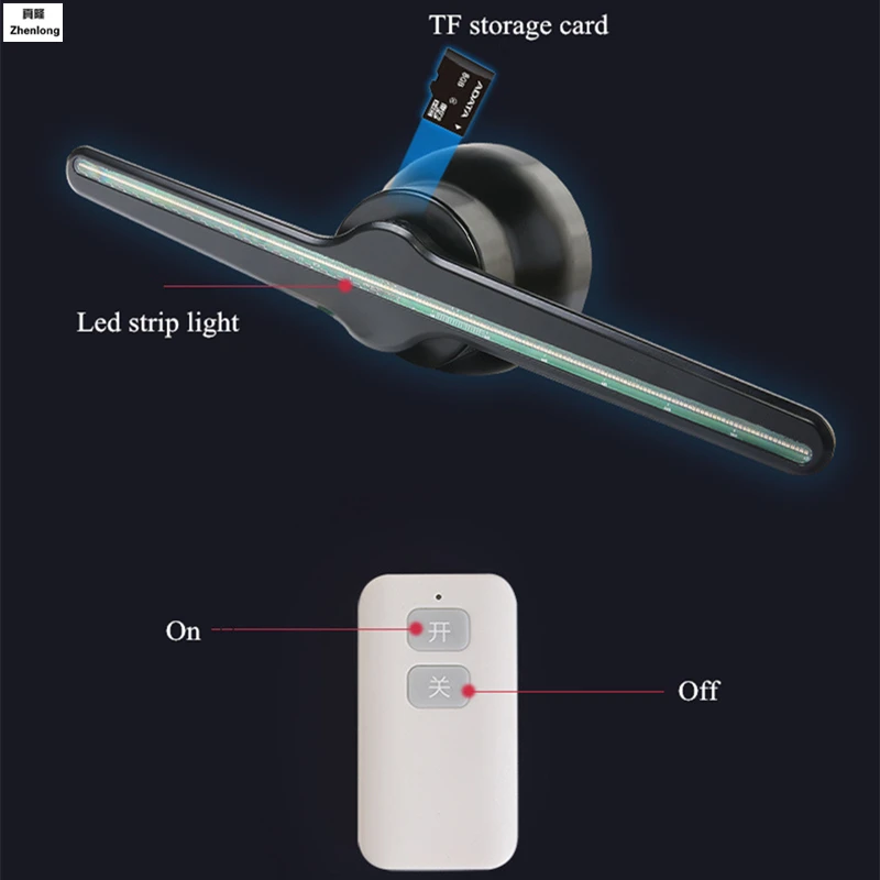 Пульт дистанционного управления 3D голограмма проектор Голографический дисплей вентилятор уникальный праздничный магазин рекламный Декор инструмент рекламный светильник