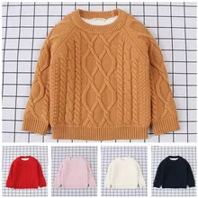 Детские трикотажные свитеры коллекция года, Зимний Теплый Бархатный вязаный пуловер с длинными рукавами для девочек милый детский свитер для девочек, свитер, Топ
