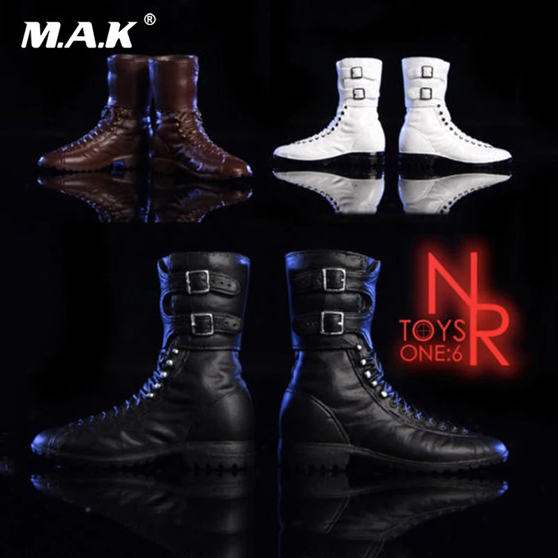

black brown white 1/6 Scale action figure Accessories Combat Boots Leather Shoes model for 12 inches male figure body