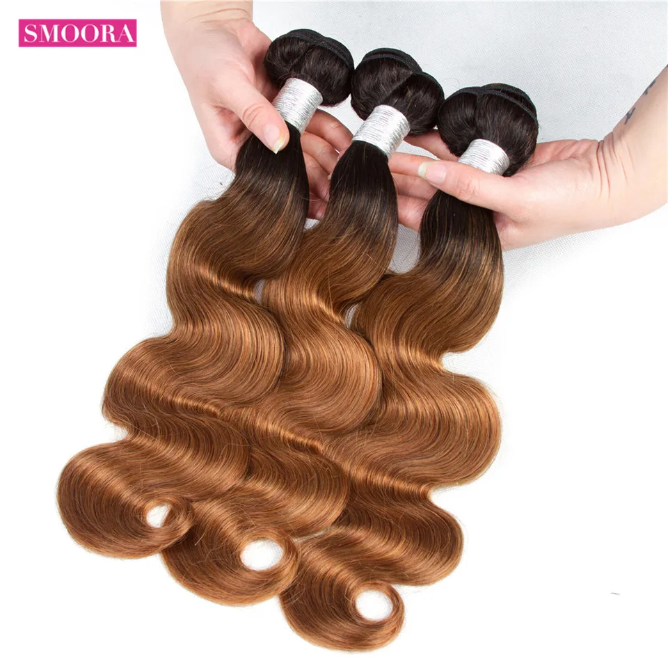 Ombre Body Wave Bundles With Closure 1B/30 Ombre Bundles With Closure Smoora Pre-Colored Human Hair Weft 3 Bundles With Closure Ombre Body Wave Bundles With Closure 1B/30 Ombre Bundles With Closure Smoora Pre-Colored Human Hair Weft 3 Bundles With Closure
