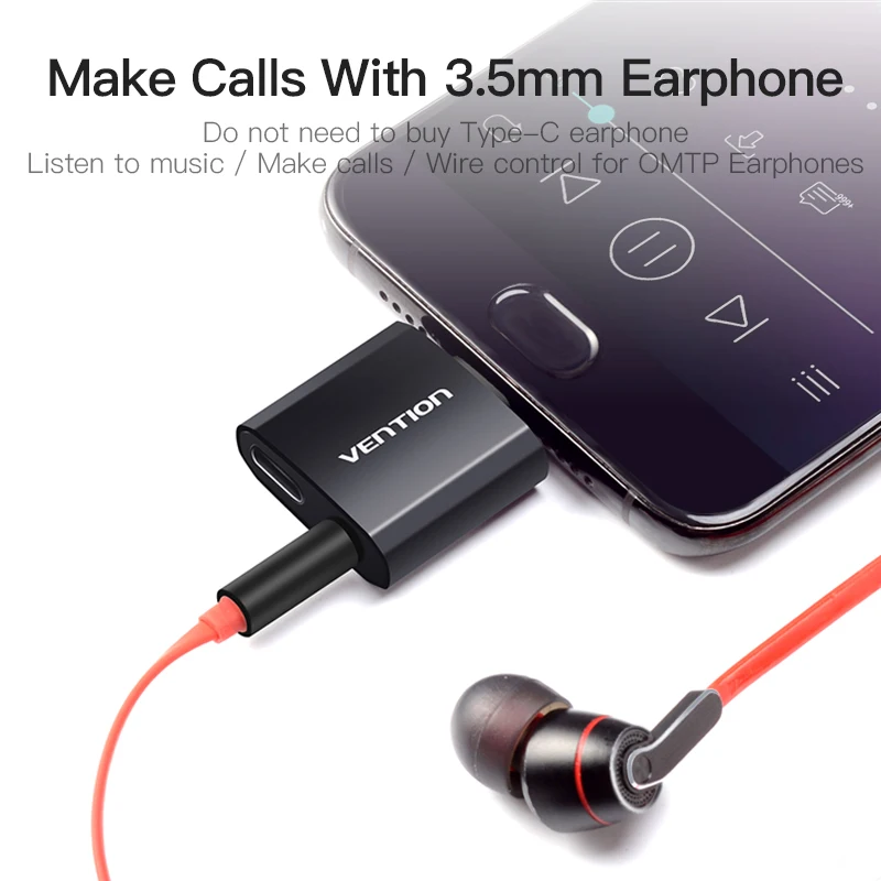 Адаптер Vention с USB Type C на 3 5 мм AUX аудио USB3.1 разъем для наушников Xiaomi 6 Note MIX HUAWEI P20 Pro c