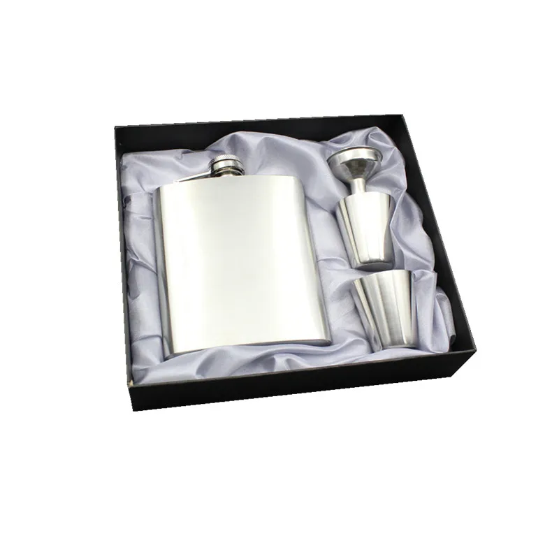 SILVER LPPUNK, не содержит бисфенола, 7 унций, бутылка для виски, отпечаток, фляга для ликера, 18/8 нержавеющая сталь, глянцевая фляжка для спирта, набор с подарочной коробкой - Цвет: SILVER