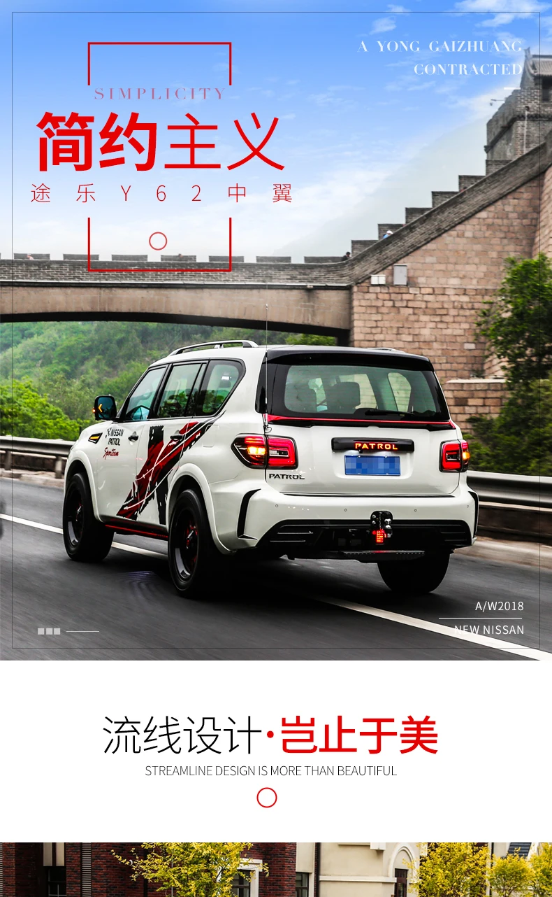 new nissan patrol on Abs Plastic White Black Color Rear Trunk Boot Wing Spoiler Car Accessories 1pcs For Nissan Patrol Y62 2012 2018 Spoilers Wings Aliexpress