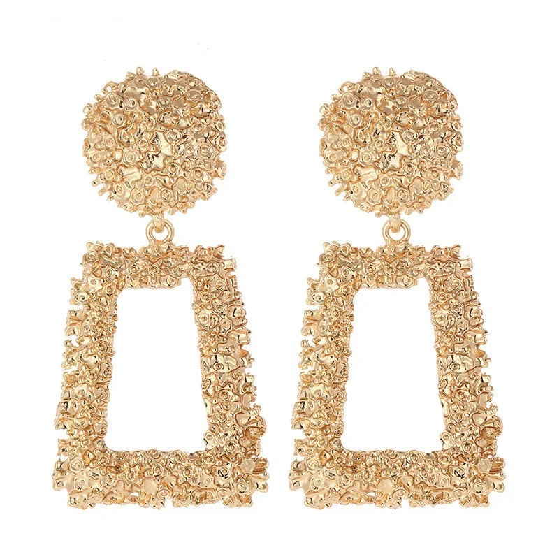 2019 New Vintage Big Drop Earrings For Women Geometric Modern Alloy Statement Hanging Dangle Fashion Female Jewelry | Украшения и