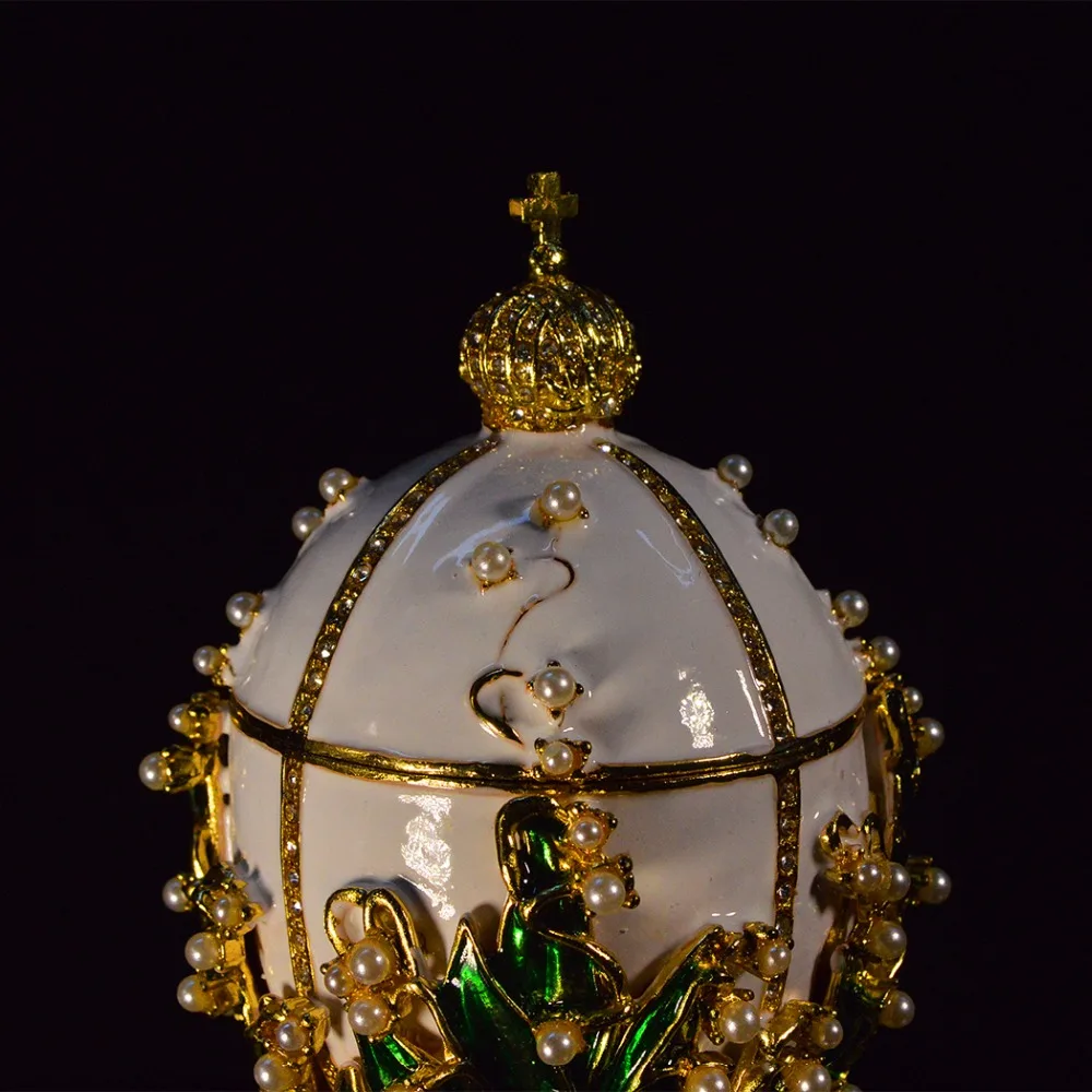 Qifu роскошный ручной работы Металл qifu faberge яйцо жемчужная инкрустация эмаль домашний декор