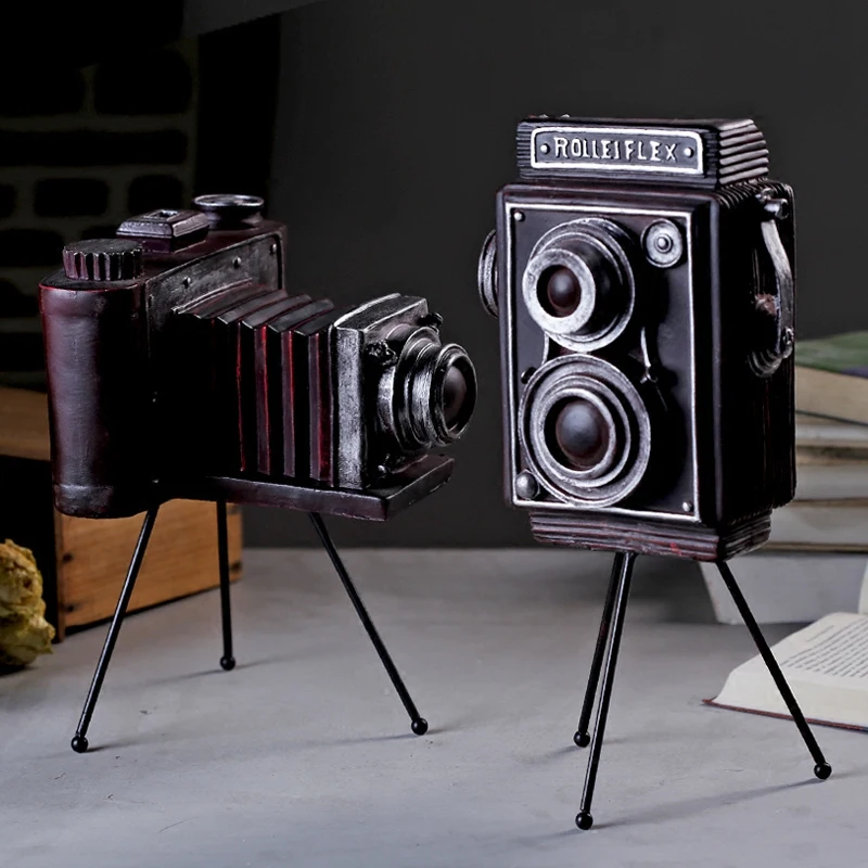 Vintage Retro Treppiede Modello Di Fotocamera Decorazione Negozio Di Artigianato Finestra Ornamenti Photography Oggetti Di Scena D'Epoca Regalo Comple