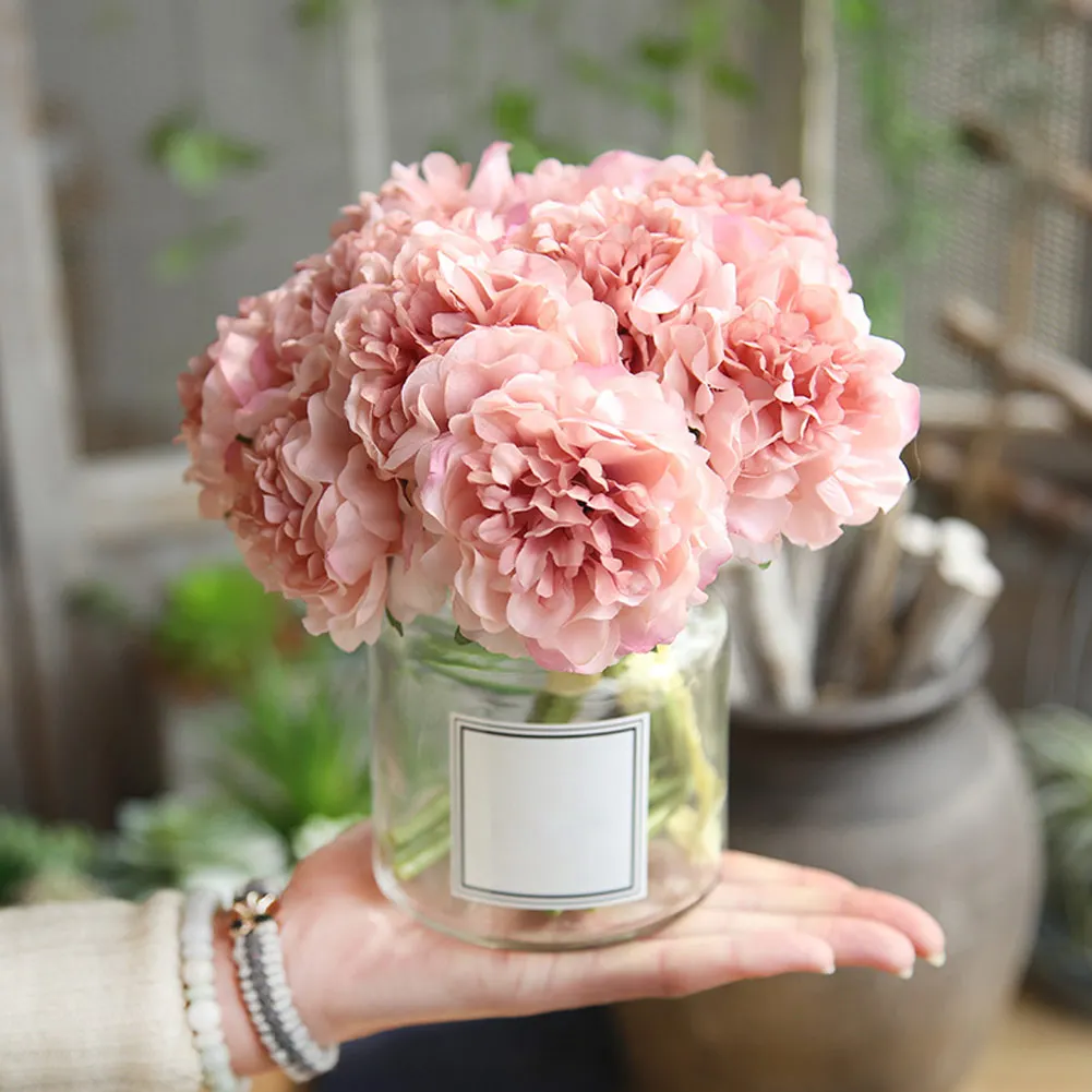 

26 CM Long 1 Bunch of Artificial Flowers Fake Silk Floral Peony Bridal Bouquets for Wedding Home Decoration