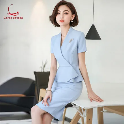 

Professional women 2019 new temperament han edition workwear summer formal suit slimming skirt beauty salon work clothes