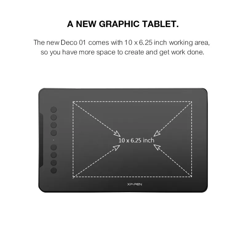 Цифровой графический планшет XP Pen Deco 01 для рисования с безбатарейным стилусом и 8