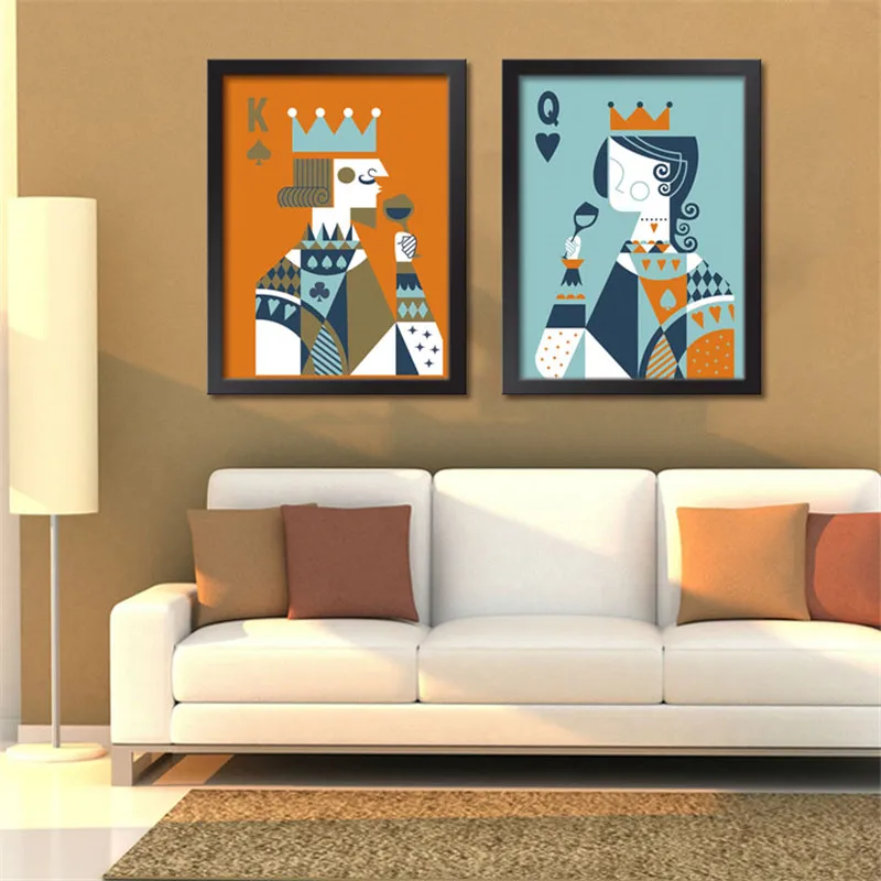 

Retro Bar Poker Paintings Las Vegas Playing Cards Art Painting Modern Chess Room Wall Decorative Painting