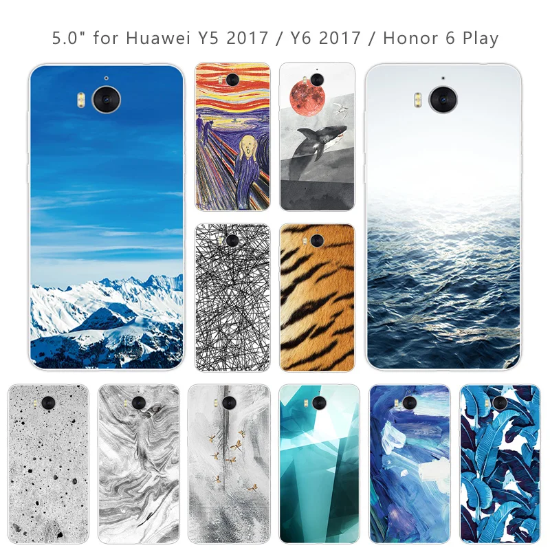 5 0 &quotдля Huawei Y5 2017 прозрачные силиконовые чехлы для телефонов Мягкий ТПУ Y6 Honor 6 Play