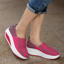 Women’s Pumps Shoes Slimming Single Shaping Knitted Loafers 2016 Spring Autumn high heel shoes comfort wedges shoes