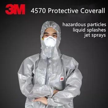 

3M 4570 Gray Hooded Protective Coverall High-performance Chemical Protective Suit Chemical Jets Sprays Hazardous Particles Wear