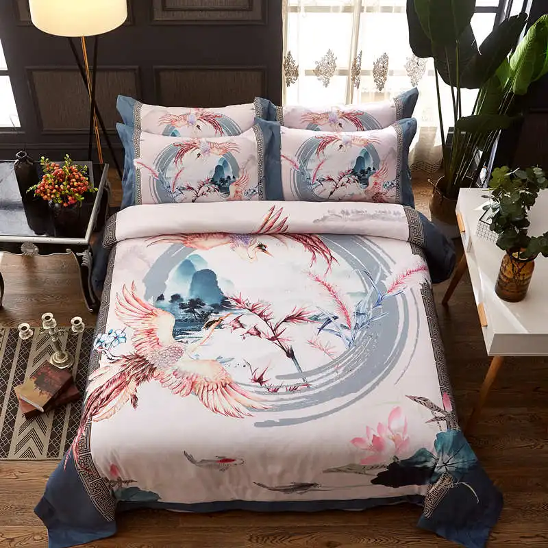 2018 4 pieces Digital printing Bedding Set Contain Duvet Cover Bed